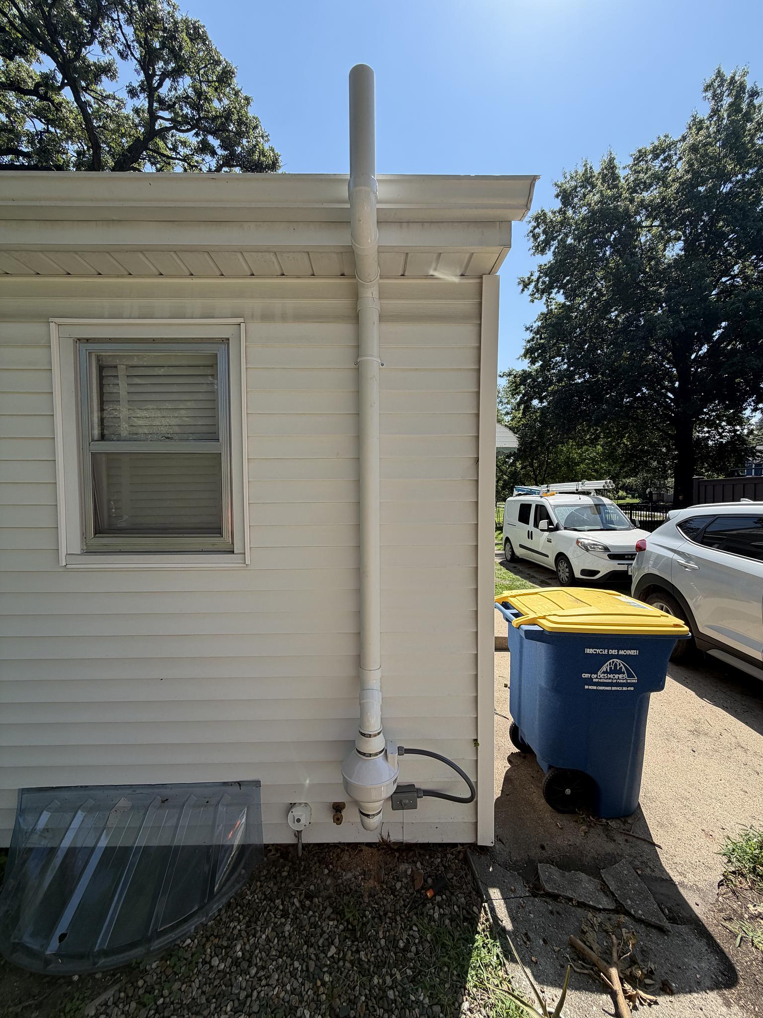 Simple radon mitigation pipe run install